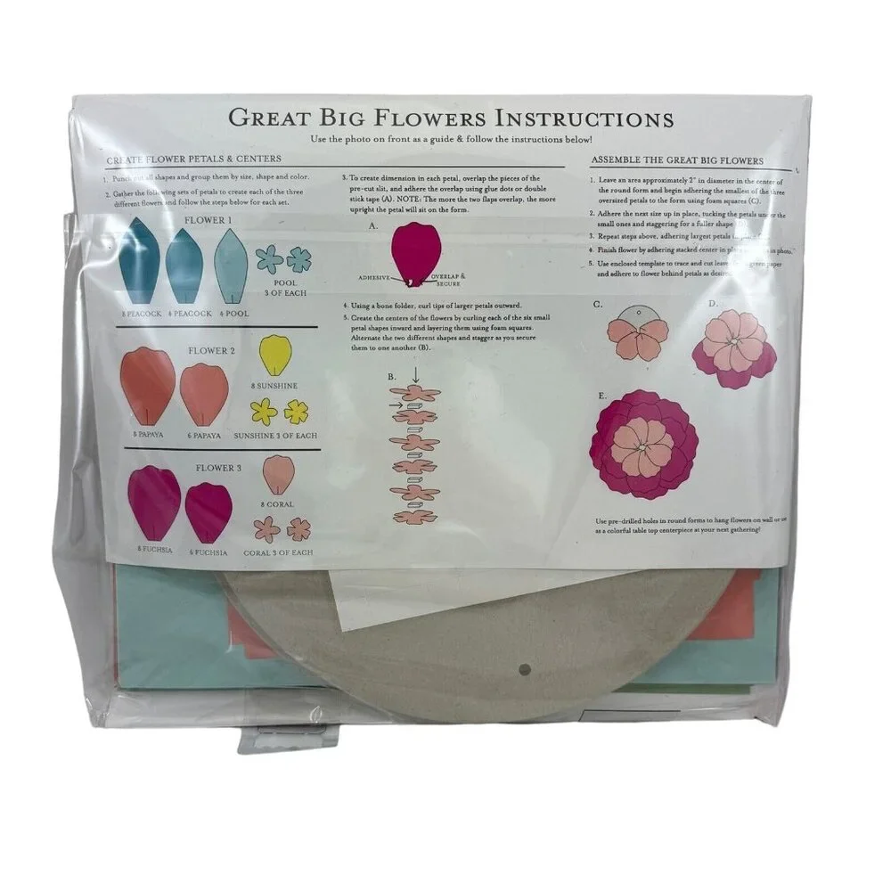 Great Big Flower Craft Kit Paper Source 18 Inch Dramatic Blooms Wall Decor USA